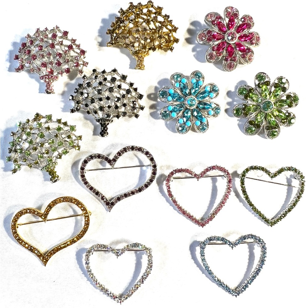 Elegant Multicolor Brooch Pin Set of 13